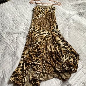 2000s vibe satin animal print dress
